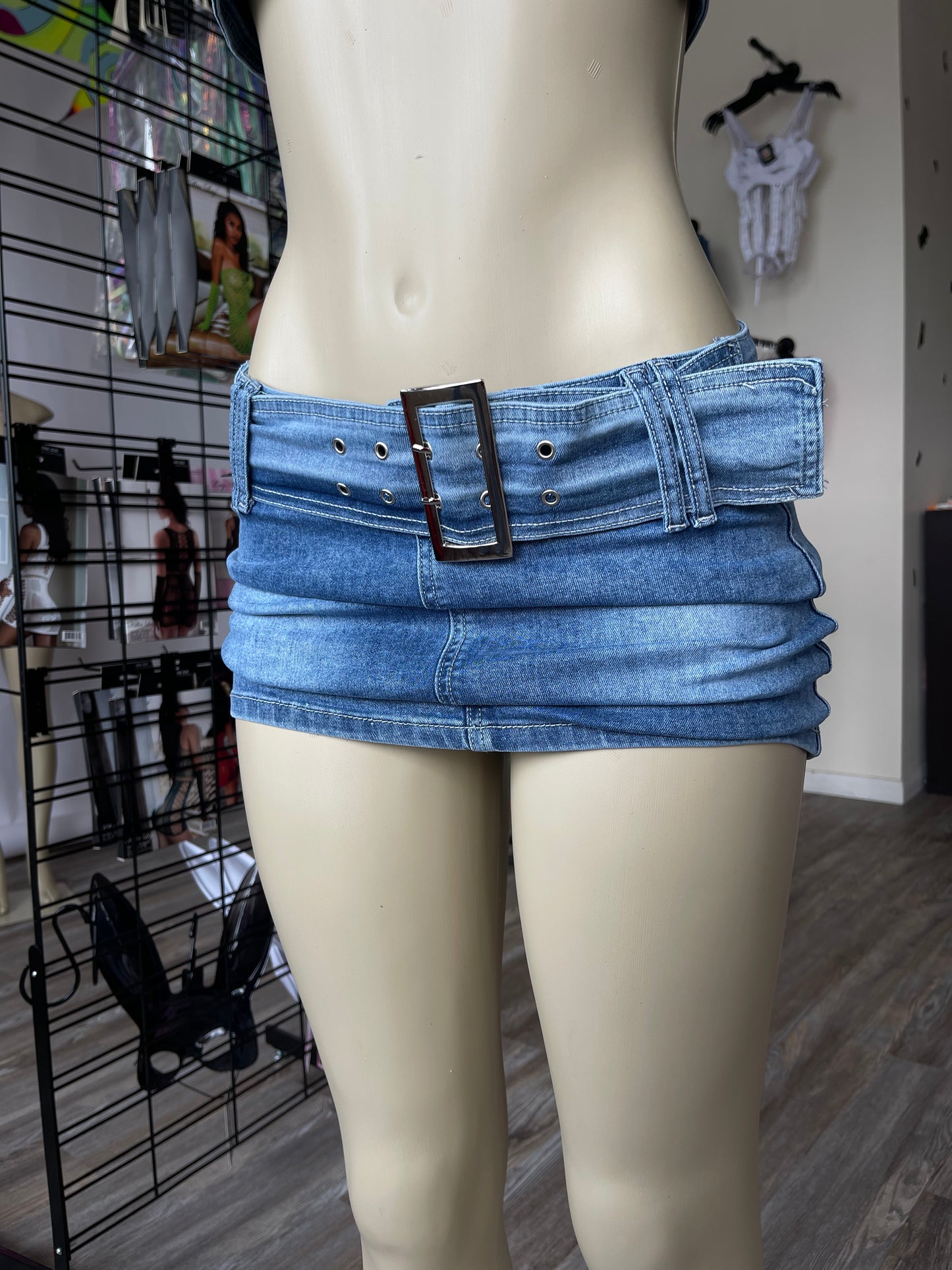 Buckle Denim Skirt